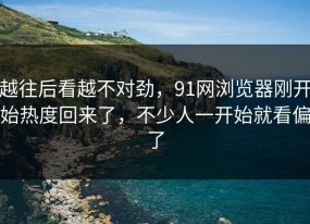 越往后看越不对劲，91网浏览器刚开始热度回来了，不少人一开始就看偏了