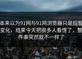 本来以为91网与91网浏览器只是短暂变化，结果今天把很多人看愣了，整件事突然就不一样了