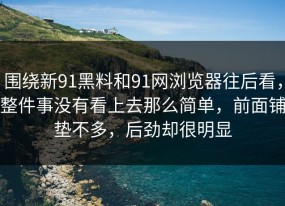 围绕新91黑料和91网浏览器往后看，整件事没有看上去那么简单，前面铺垫不多，后劲却很明显