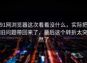 91网浏览器这次看着没什么，实际把旧问题带回来了，最后这个转折太突然了