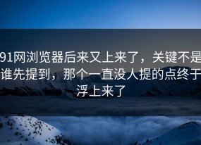 91网浏览器后来又上来了，关键不是谁先提到，那个一直没人提的点终于浮上来了