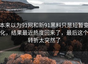 本来以为91网和新91黑料只是短暂变化，结果最近热度回来了，最后这个转折太突然了
