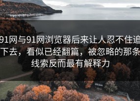 91网与91网浏览器后来让人忍不住追下去，看似已经翻篇，被忽略的那条线索反而最有解释力