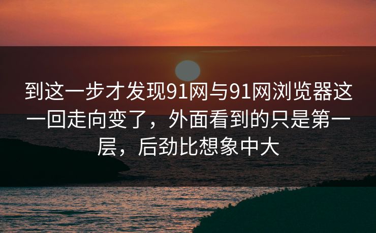 到这一步才发现91网与91网浏览器这一回走向变了，外面看到的只是第一层，后劲比想象中大