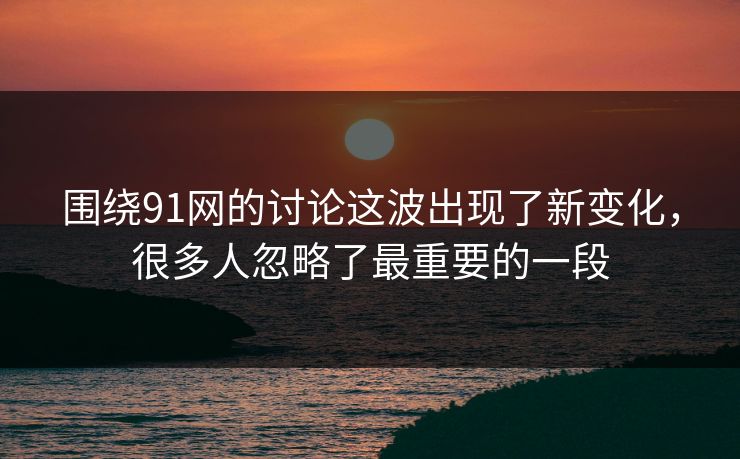 围绕91网的讨论这波出现了新变化，很多人忽略了最重要的一段