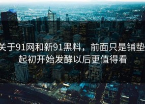 关于91网和新91黑料，前面只是铺垫，起初开始发酵以后更值得看