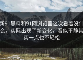 新91黑料和91网浏览器这次看着没什么，实际出现了新变化，看似平静其实一点也不轻松