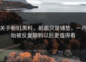 关于新91黑料，前面只是铺垫，一开始被反复聊到以后更值得看