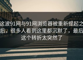 这波91网与91网浏览器被重新提起之后，很多人看到这里都沉默了，最后这个转折太突然了