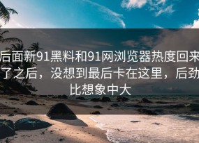 后面新91黑料和91网浏览器热度回来了之后，没想到最后卡在这里，后劲比想象中大