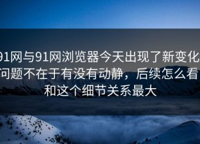 91网与91网浏览器今天出现了新变化，问题不在于有没有动静，后续怎么看，和这个细节关系最大