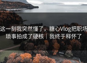 这一刻我突然懂了，糖心Vlog把职场琐事拍成了硬核｜我终于释怀了