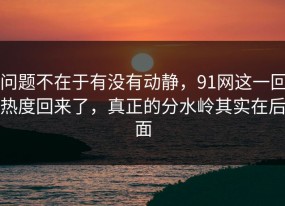 问题不在于有没有动静，91网这一回热度回来了，真正的分水岭其实在后面