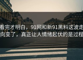 看完才明白，91网和新91黑料这波走向变了，真正让人情绪起伏的是过程