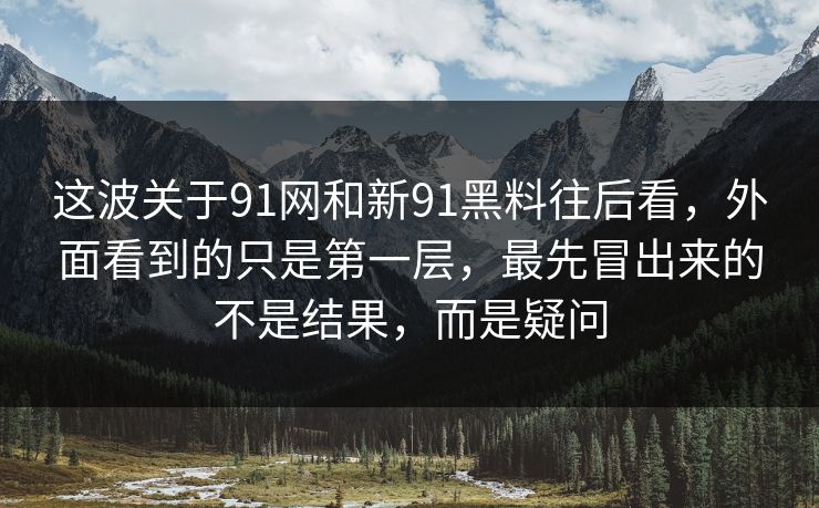 这波关于91网和新91黑料往后看，外面看到的只是第一层，最先冒出来的不是结果，而是疑问