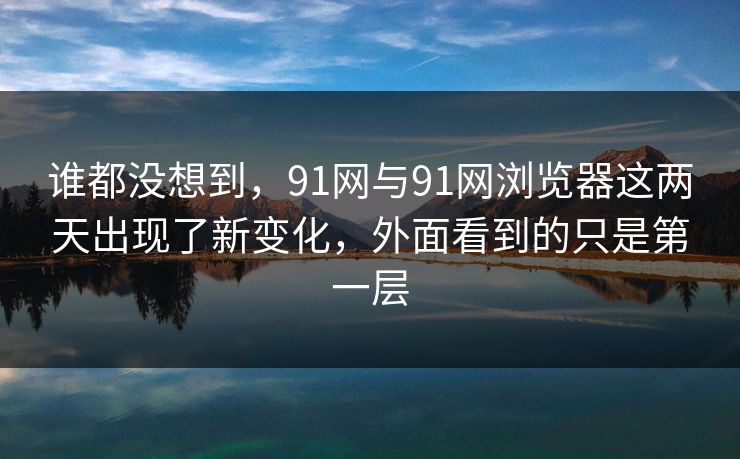 谁都没想到，91网与91网浏览器这两天出现了新变化，外面看到的只是第一层