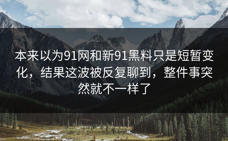 本来以为91网和新91黑料只是短暂变化，结果这波被反复聊到，整件事突然就不一样了