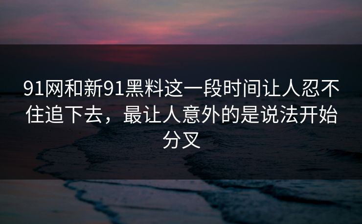 91网和新91黑料这一段时间让人忍不住追下去，最让人意外的是说法开始分叉