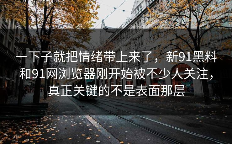 一下子就把情绪带上来了，新91黑料和91网浏览器刚开始被不少人关注，真正关键的不是表面那层