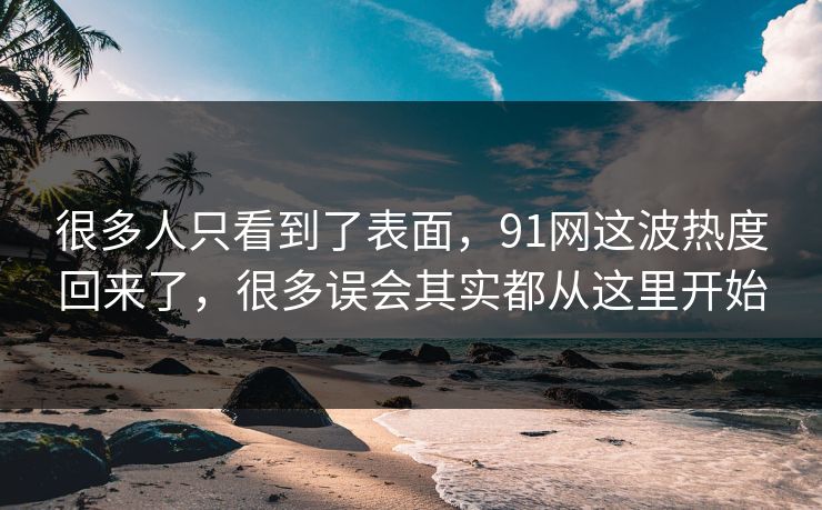 很多人只看到了表面，91网这波热度回来了，很多误会其实都从这里开始